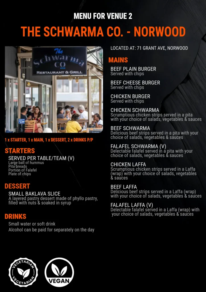 Exclusive all-in-one team building menu from The Schwarma Co., offering great value for groups in Norwood, Johannesburg.